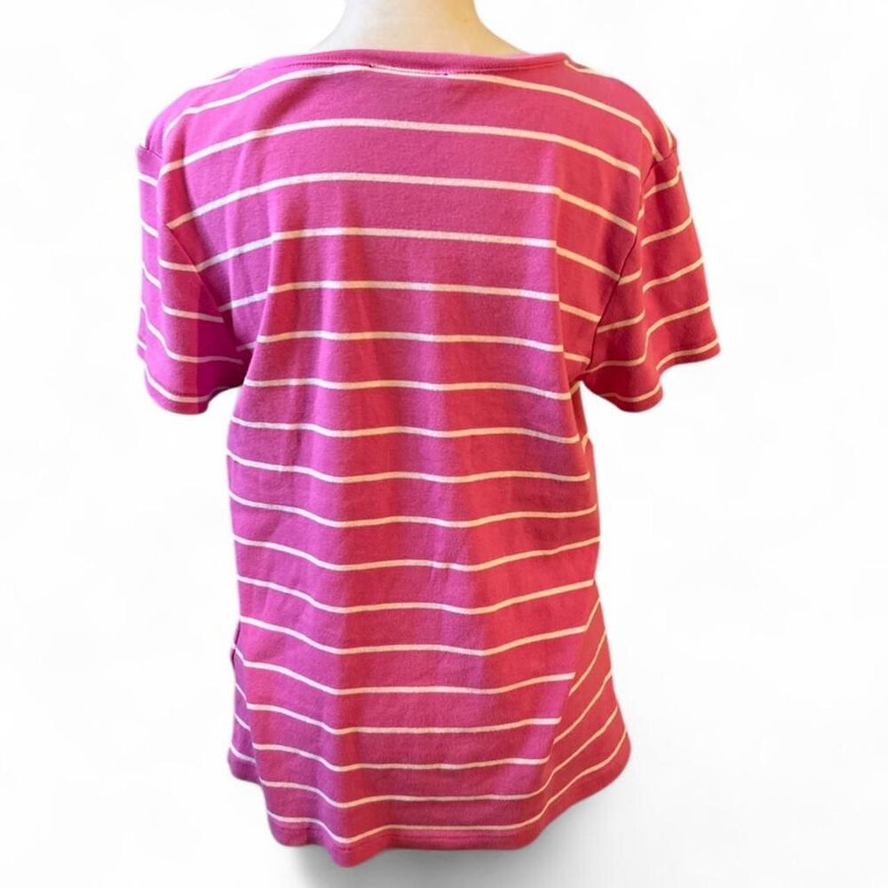 Ralph-lauren Women's Pink and White T-shirt - Picture 2 of 6